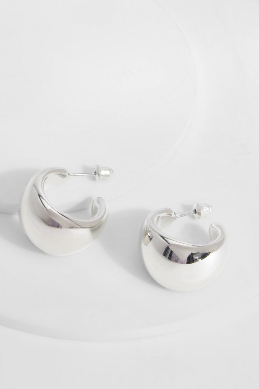 Silver Chunky hoops image number 1