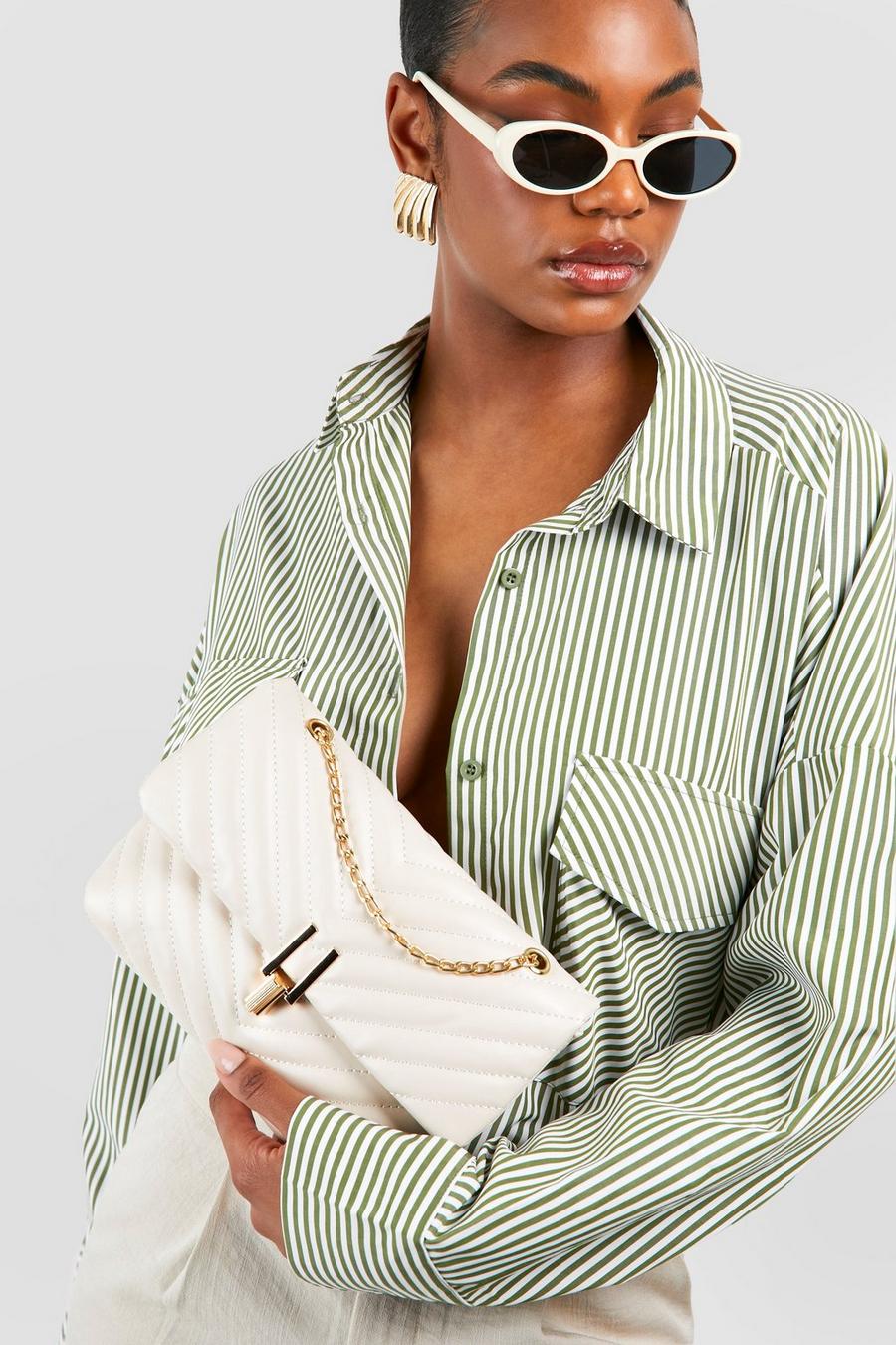Cream Quilted Cross Body Bag image number 1
