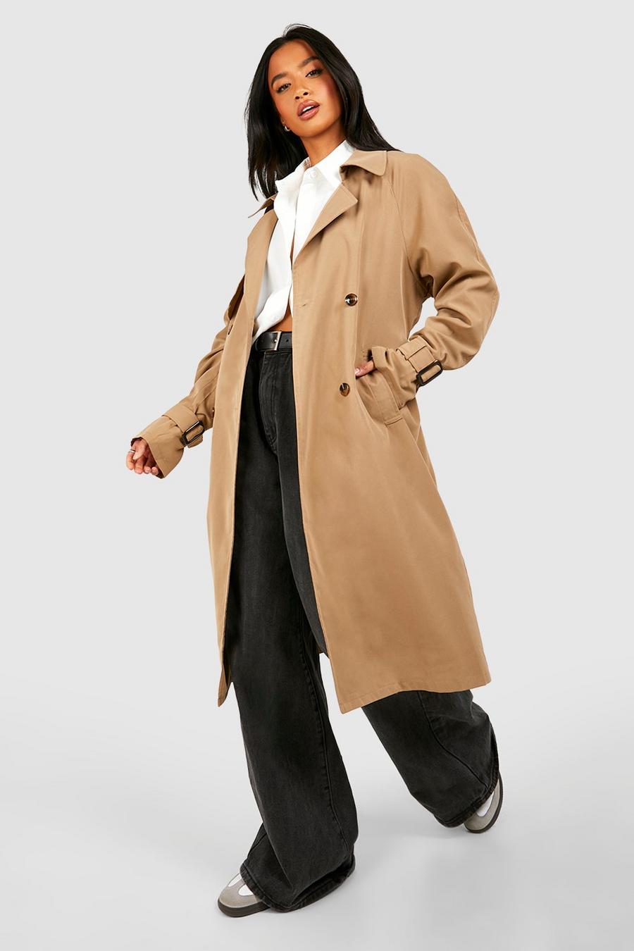 Camel Petite Belted Trench Coat 