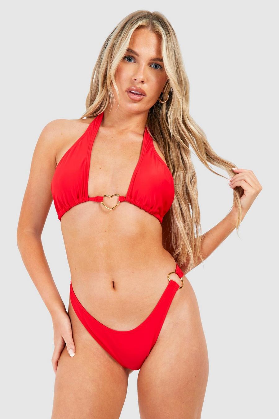 Red Heart Trim Triangle Hipster Bikini Brief image number 1