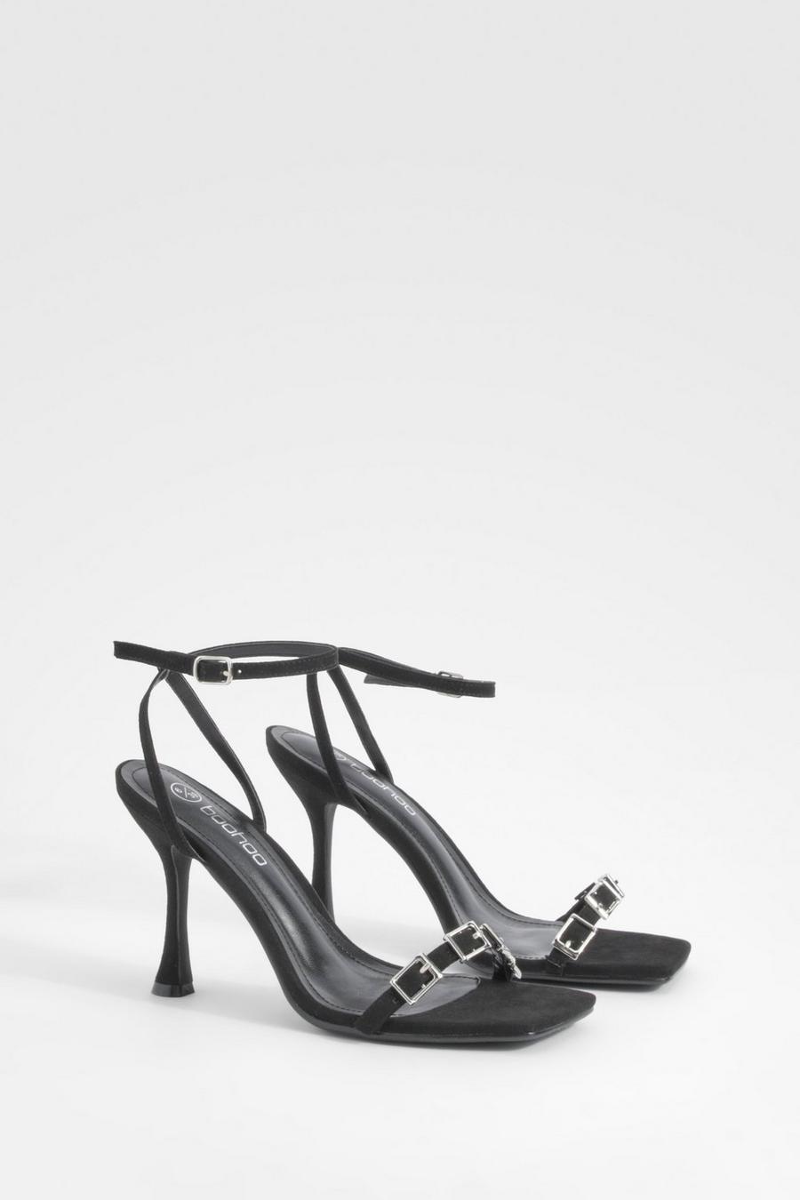 Zapatos minimalistas con hebilla y puntera cuadrada, Black