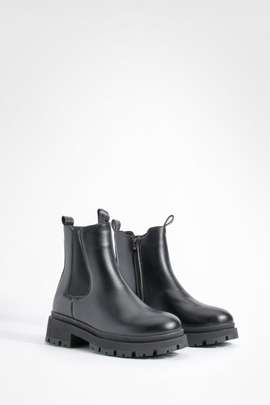 Black Chunky Sole Chelsea Boots     