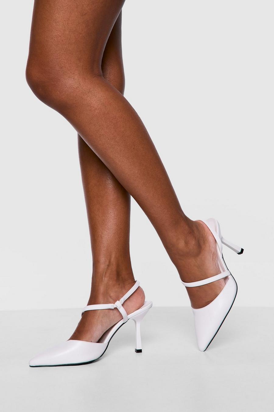 White Wide Fit Asymmetric Court Shoes image number 1
