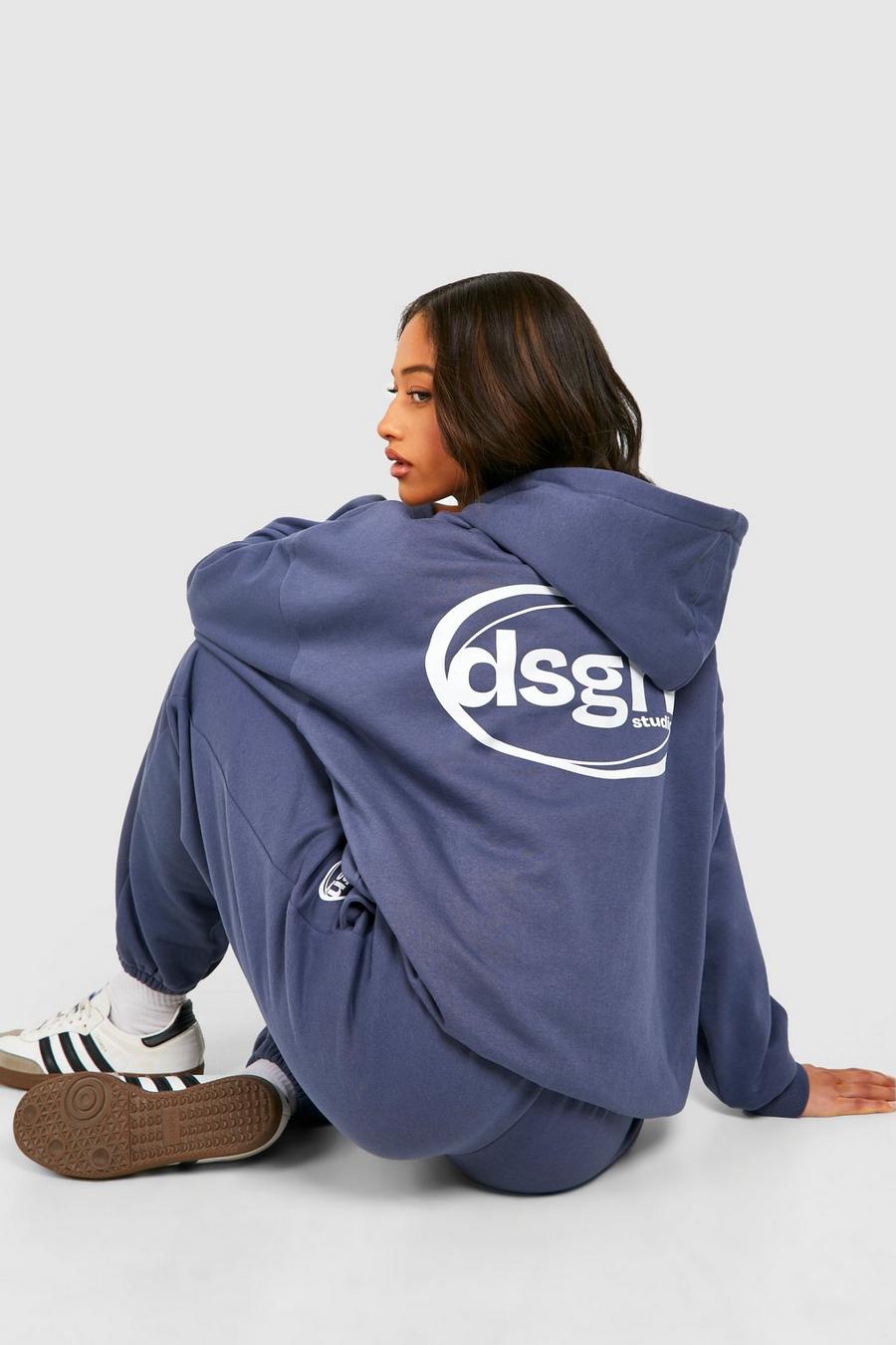Blue Dsgn Studio Slogan Oversized Hooded Tracksuit 
