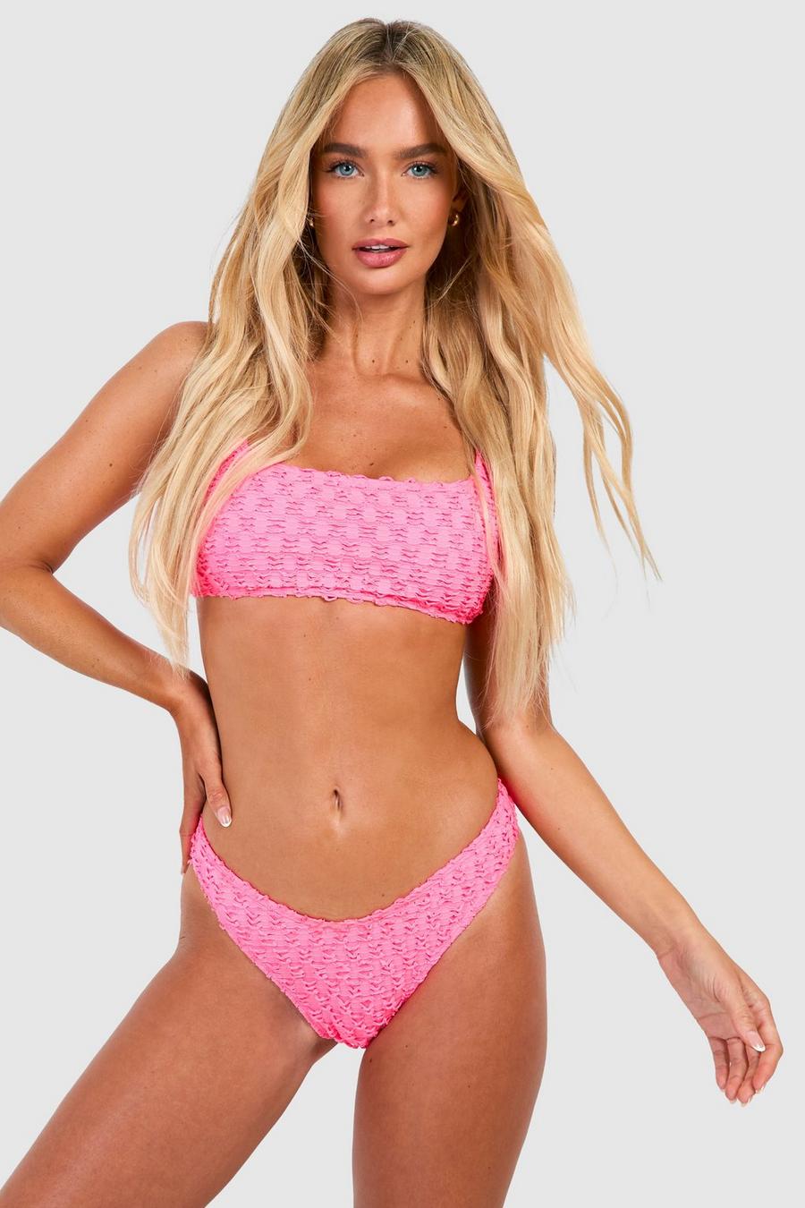 Bright pink Textured Hipster Bikini Brief image number 1