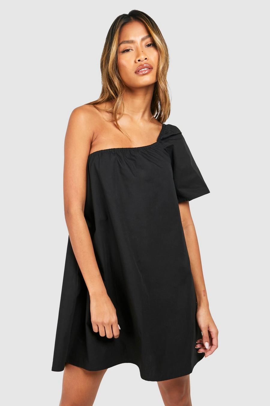 Black One Sleeve Mini Dress 