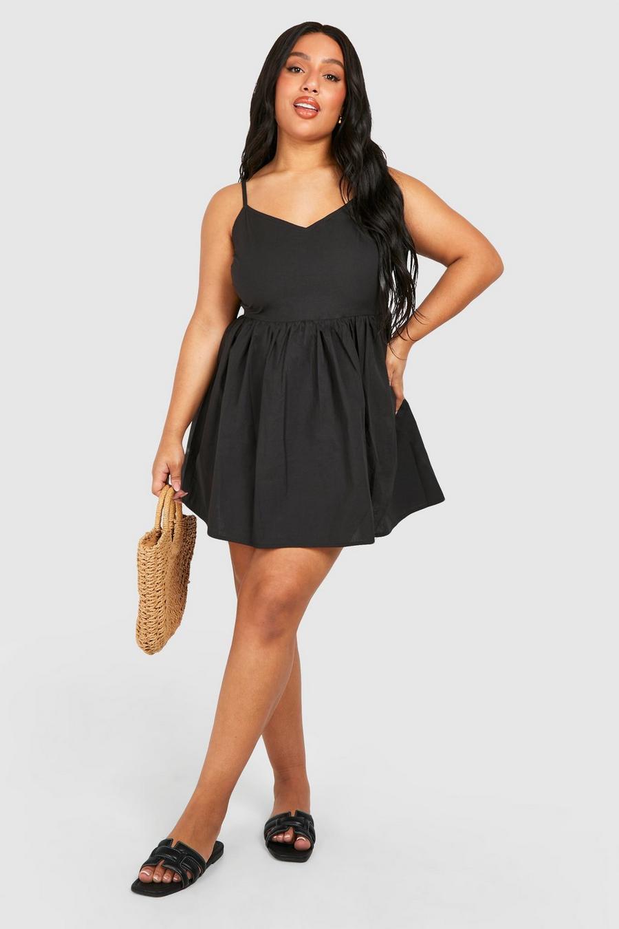 Black Plus Cotton Mini Dress 