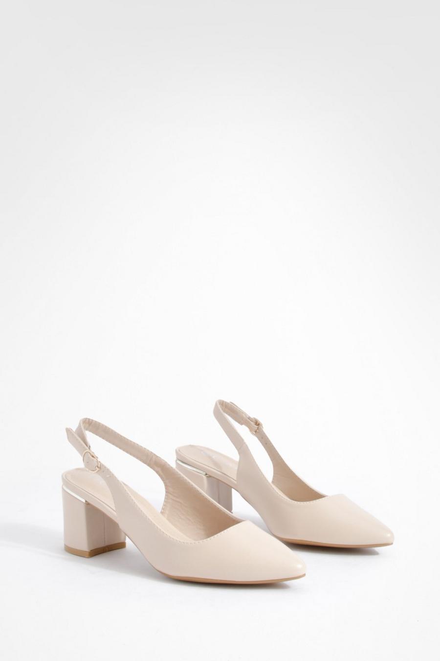 Nude Block Heel Pointed Toe Court Shoes 