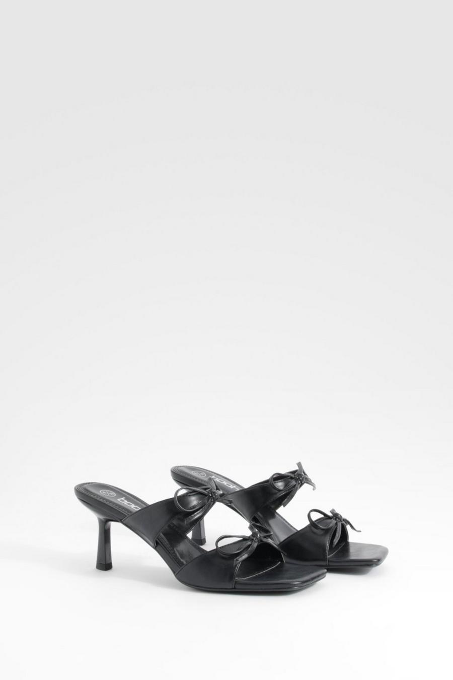 Black Bow Detail Heeled Mules