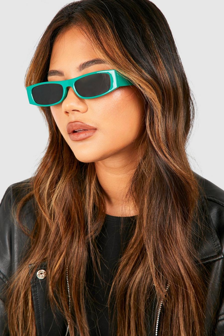 Rectangle Green Tinted Sunglasses