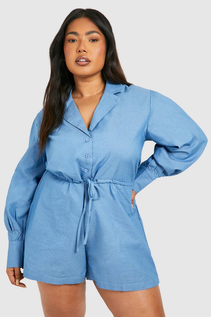 Tutina Plus Size in chambray, Blue image number 1