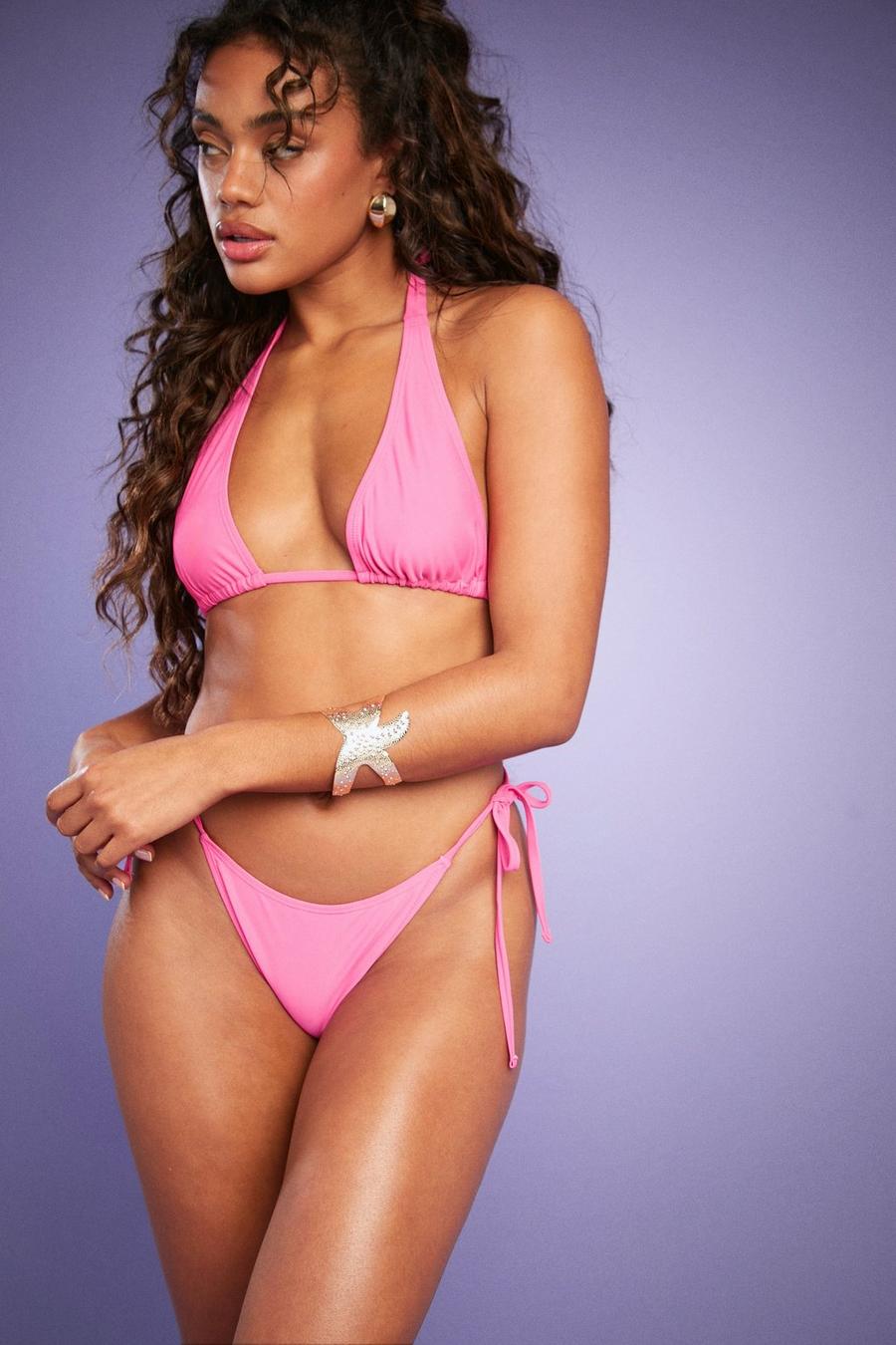 Mix & Match Bikinihose mit seitlicher Bindung, Azalea pink