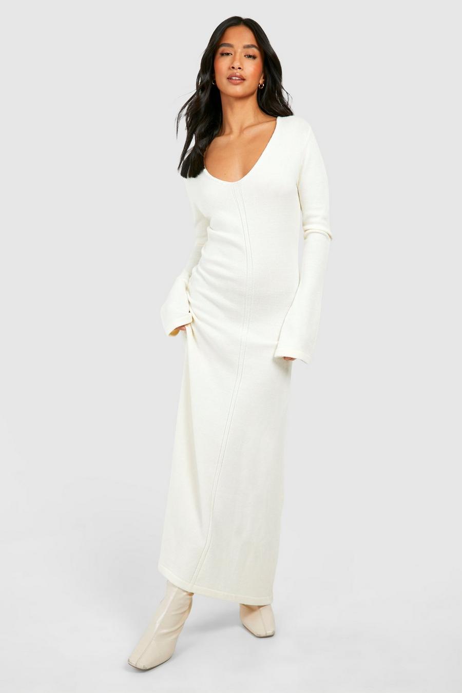 Cream Petite Flare Sleeve Midaxi Dress image number 1