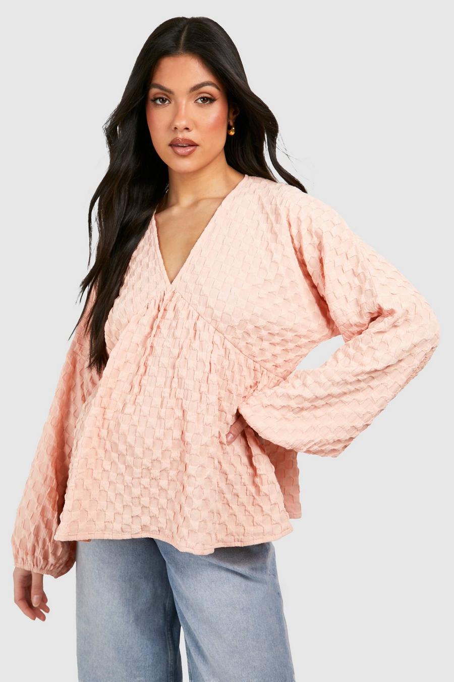 Blush Maternity Textured Seamed Smock Top