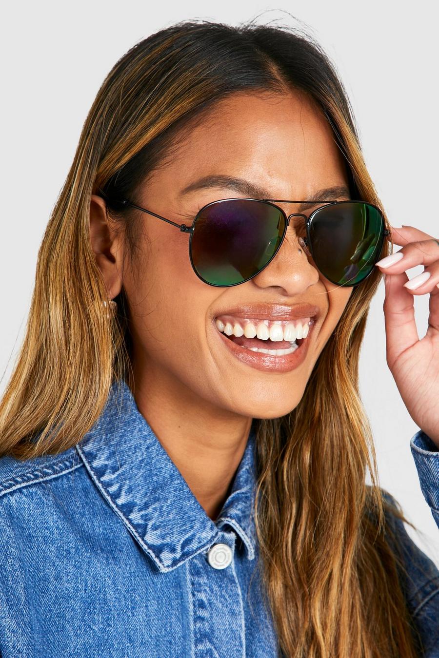 Black Aviator Tinted Frame Sunglasses