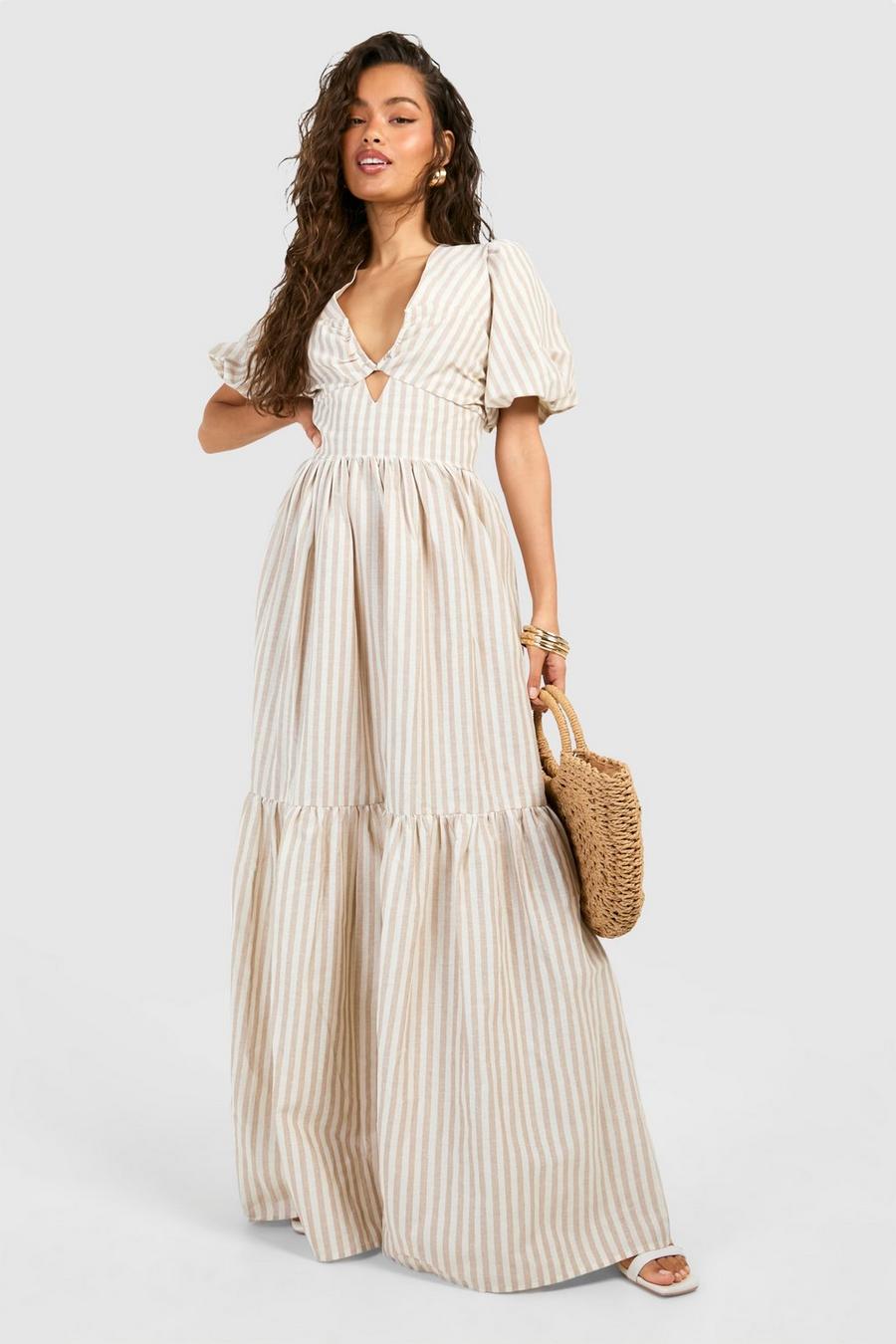 Stone Stripe Tiered Maxi Dress image number 1