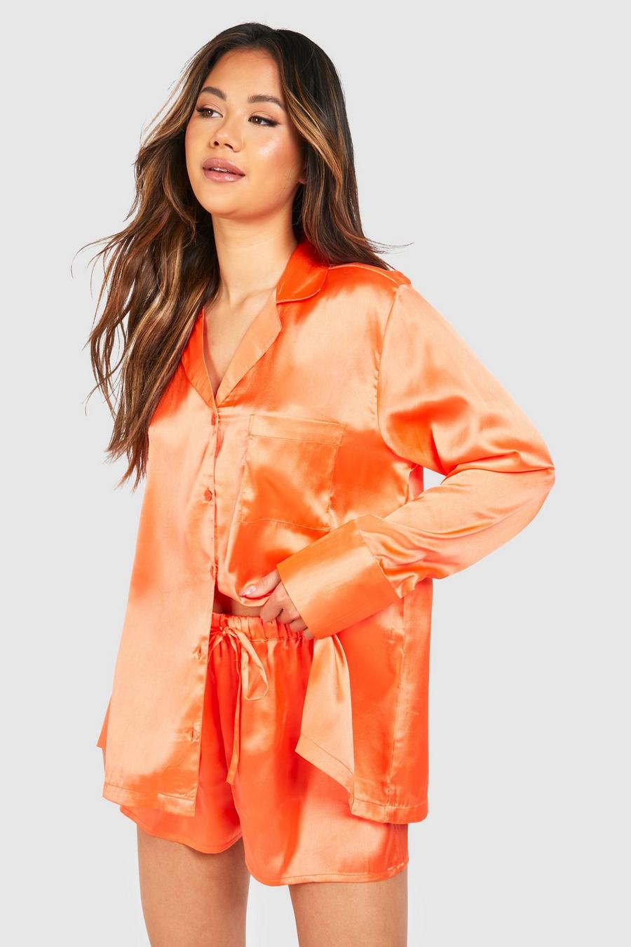 Orange Oversized Short Pajama Set image number 1