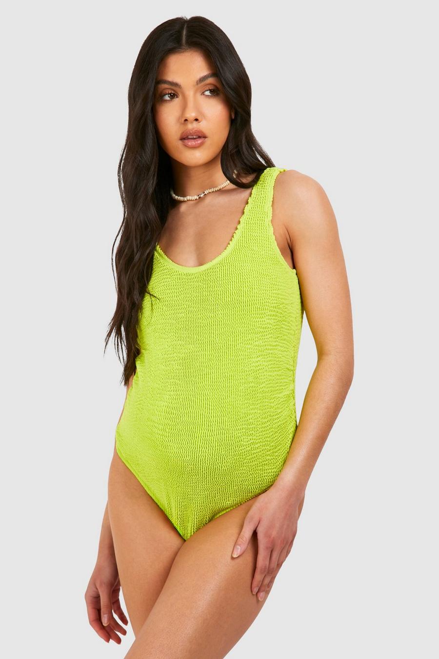 Lime Maternity Crinkle Scoop Neck Swimsuit