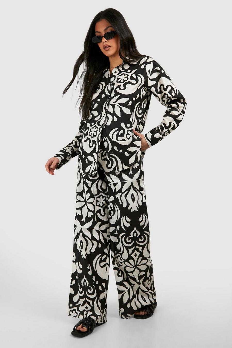 Mono Maternity Abstract Print Linen Look Wide Leg Trouser image number 1