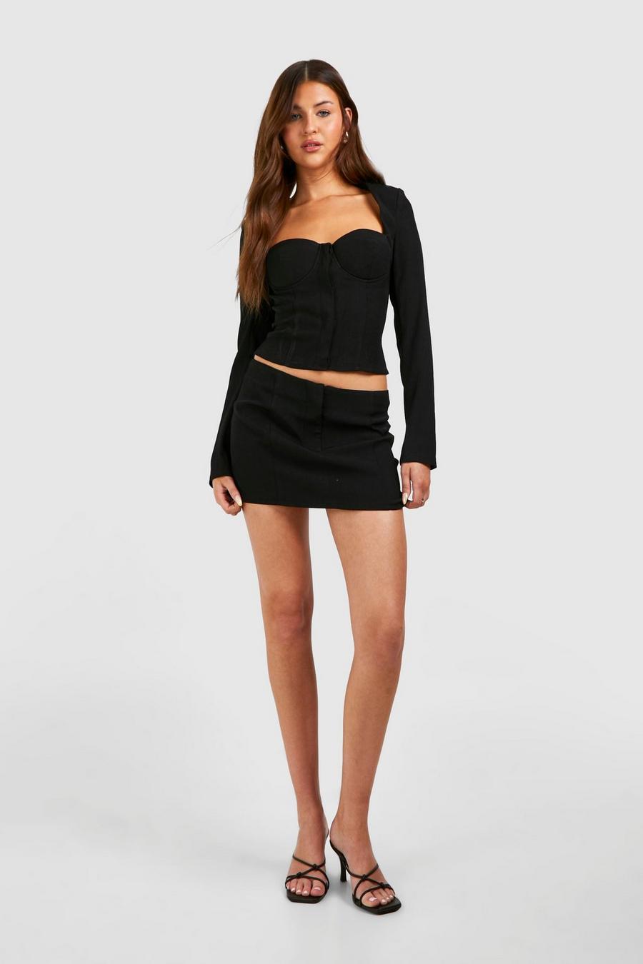 Black Woven Micro Mini Skirt 