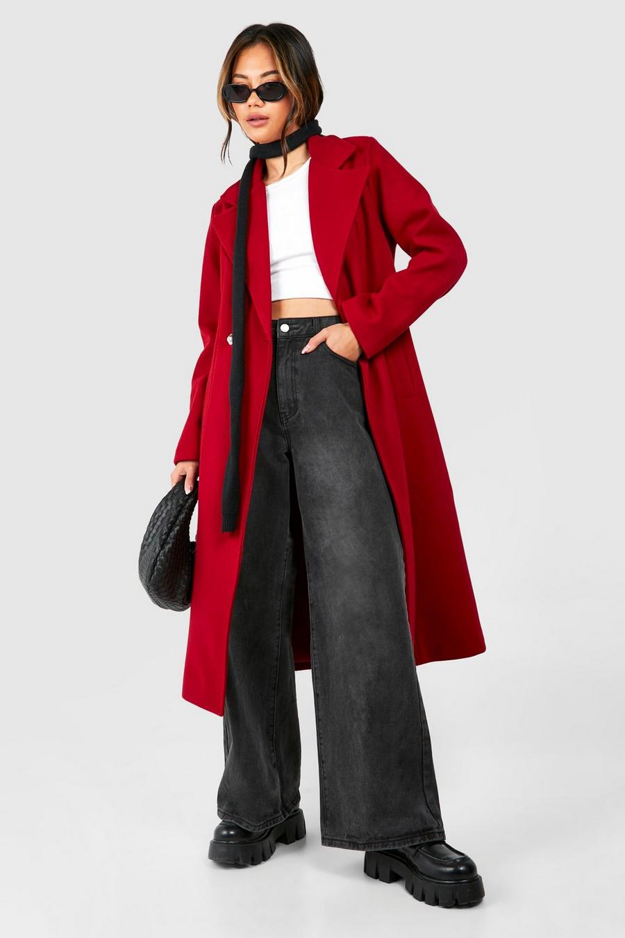 Cherry Tailored Wool Look Maxi Coat 