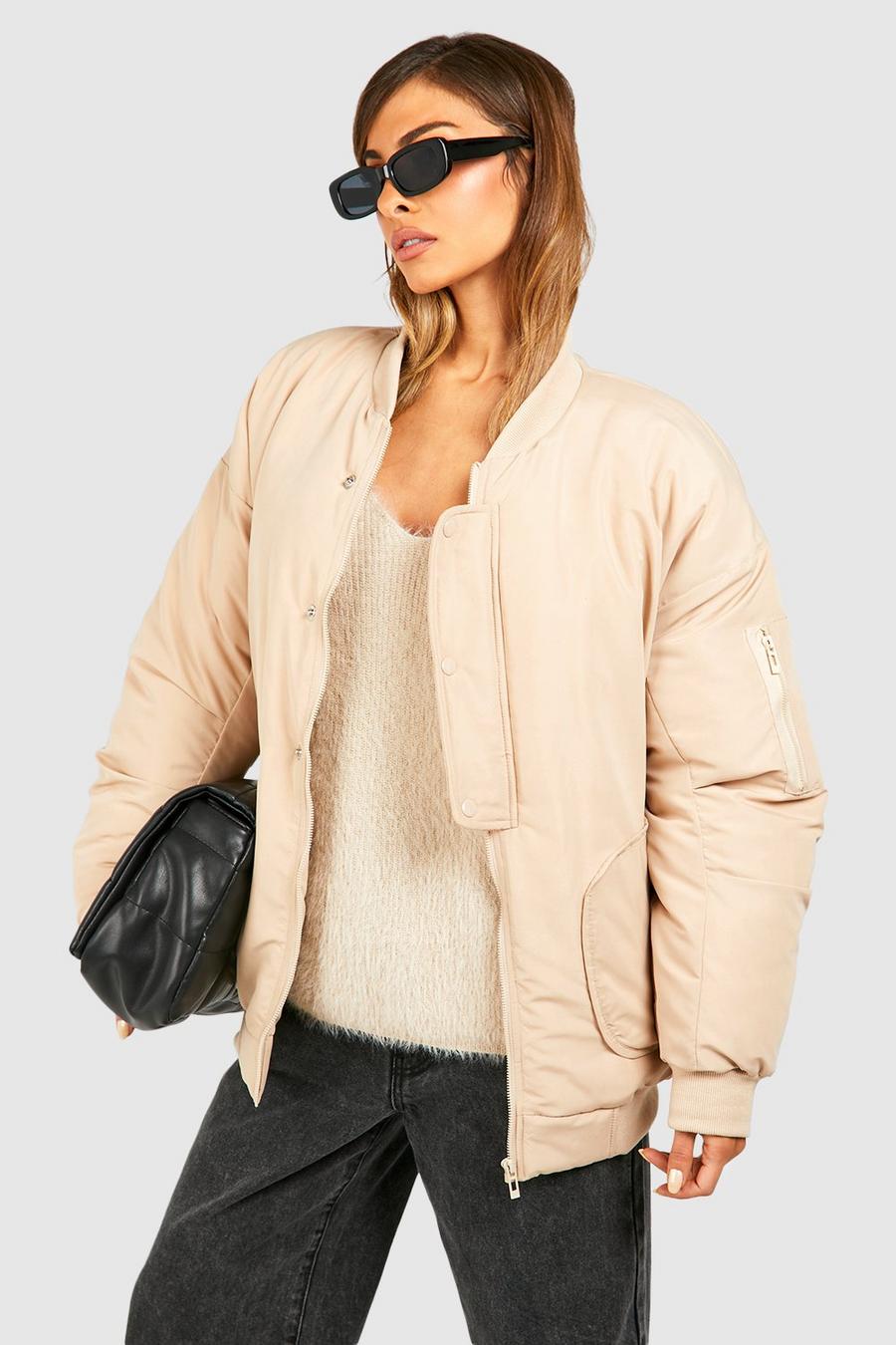 Giacca Bomber oversize con tasche, Stone image number 1