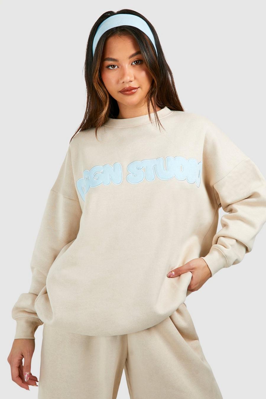 Stone Dsgn Studio Self Fabric Applique Oversized Sweatshirt 