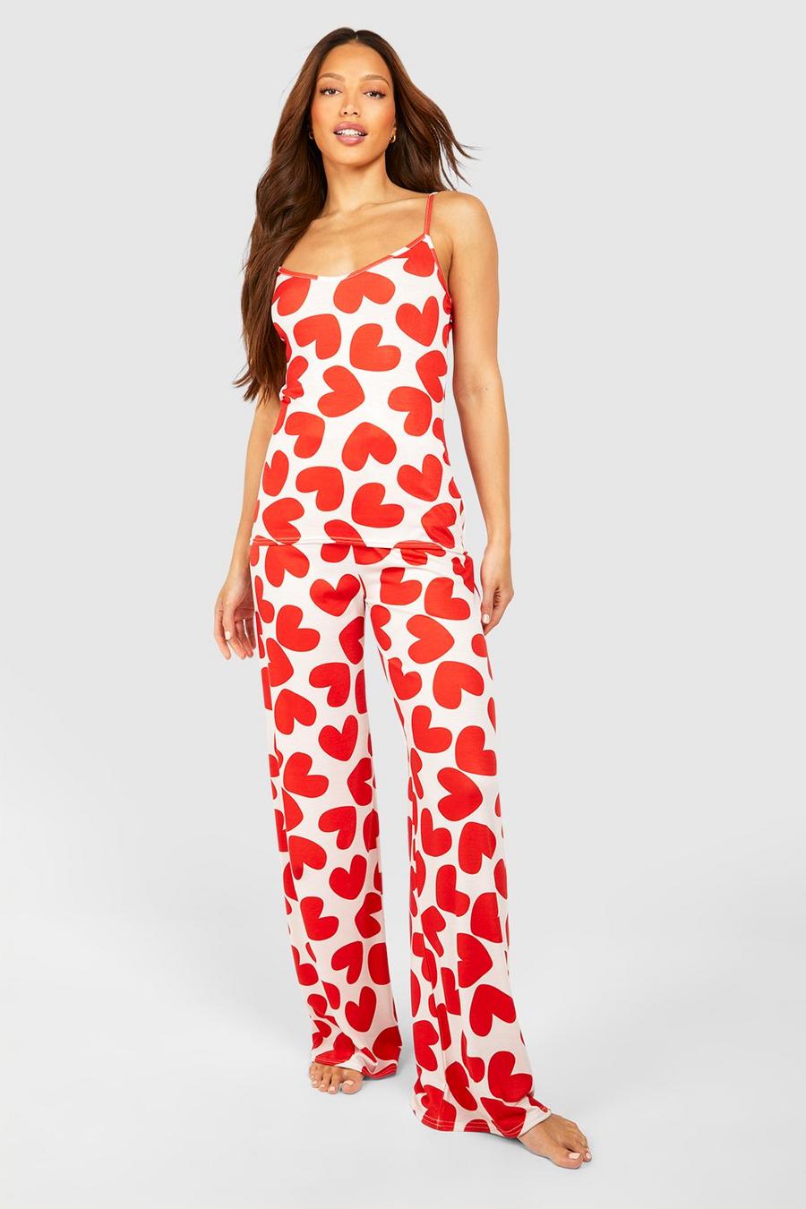 Red Tall Valentijns Pyjama Set Met Hemd En Broek image number 1
