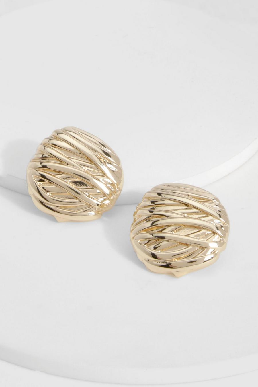 Gold Circle Textured Stud Earrings  image number 1