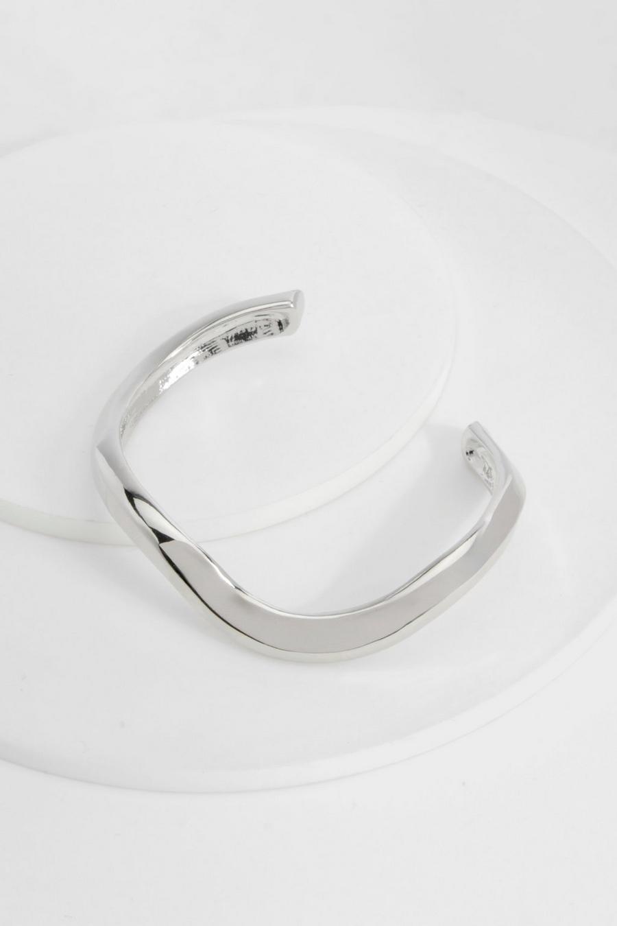 Silver Chunky Wave Bangle  image number 1