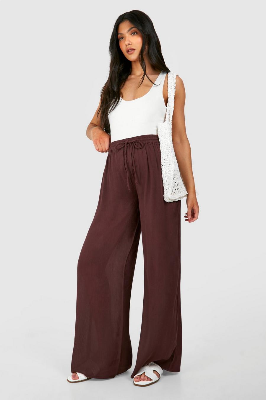Chocolate Maternity Cheesecloth Wide Leg Trouser