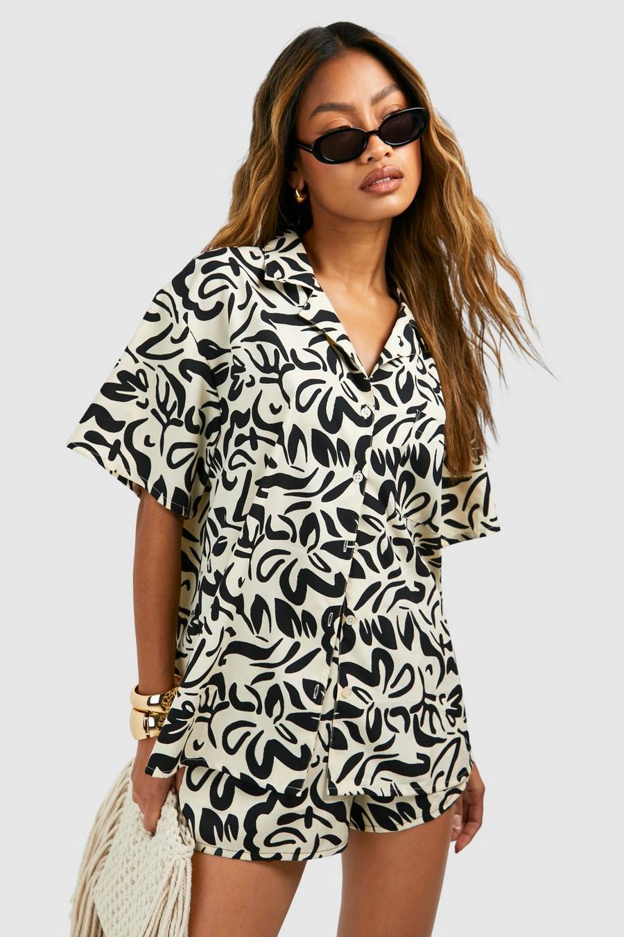 Mono Print Relaxed Fit Shirt & Shorts Set image number 1