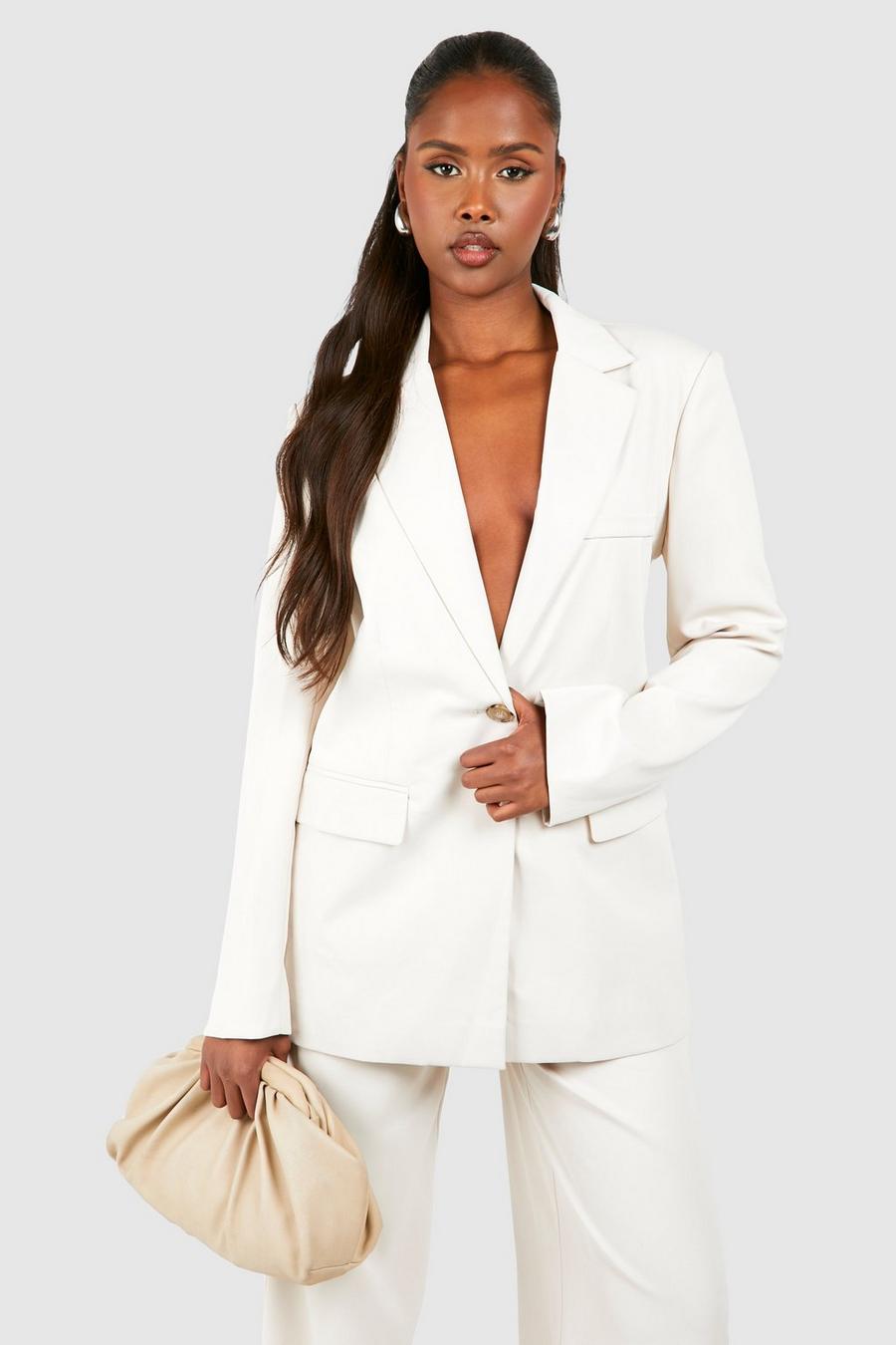 Mock Horn Relaxed Fit Blazer, Stone