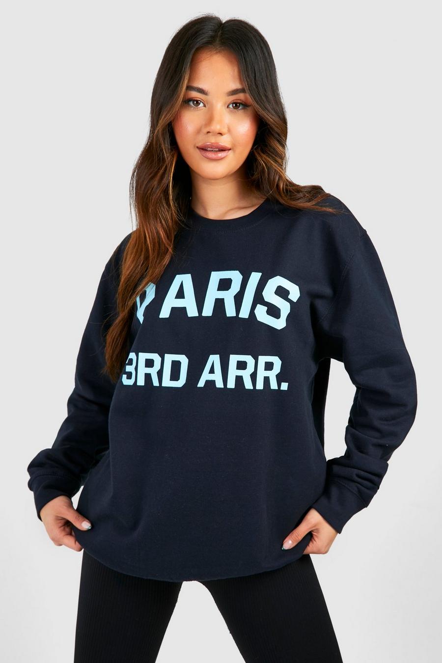 Navy Paris Oversize sweatshirt med slogan