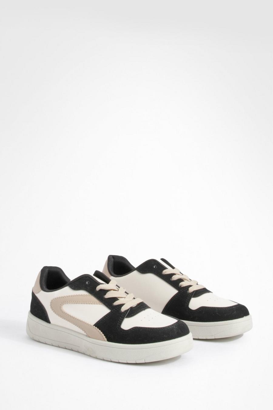 Black Chunky Contrast Panel Sneakers