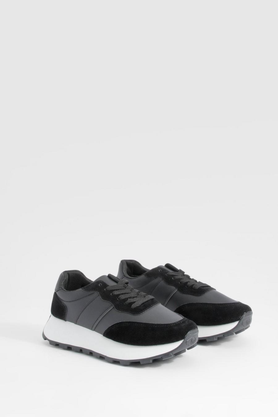 Black Chunky Panel Detail Trainers image number 1