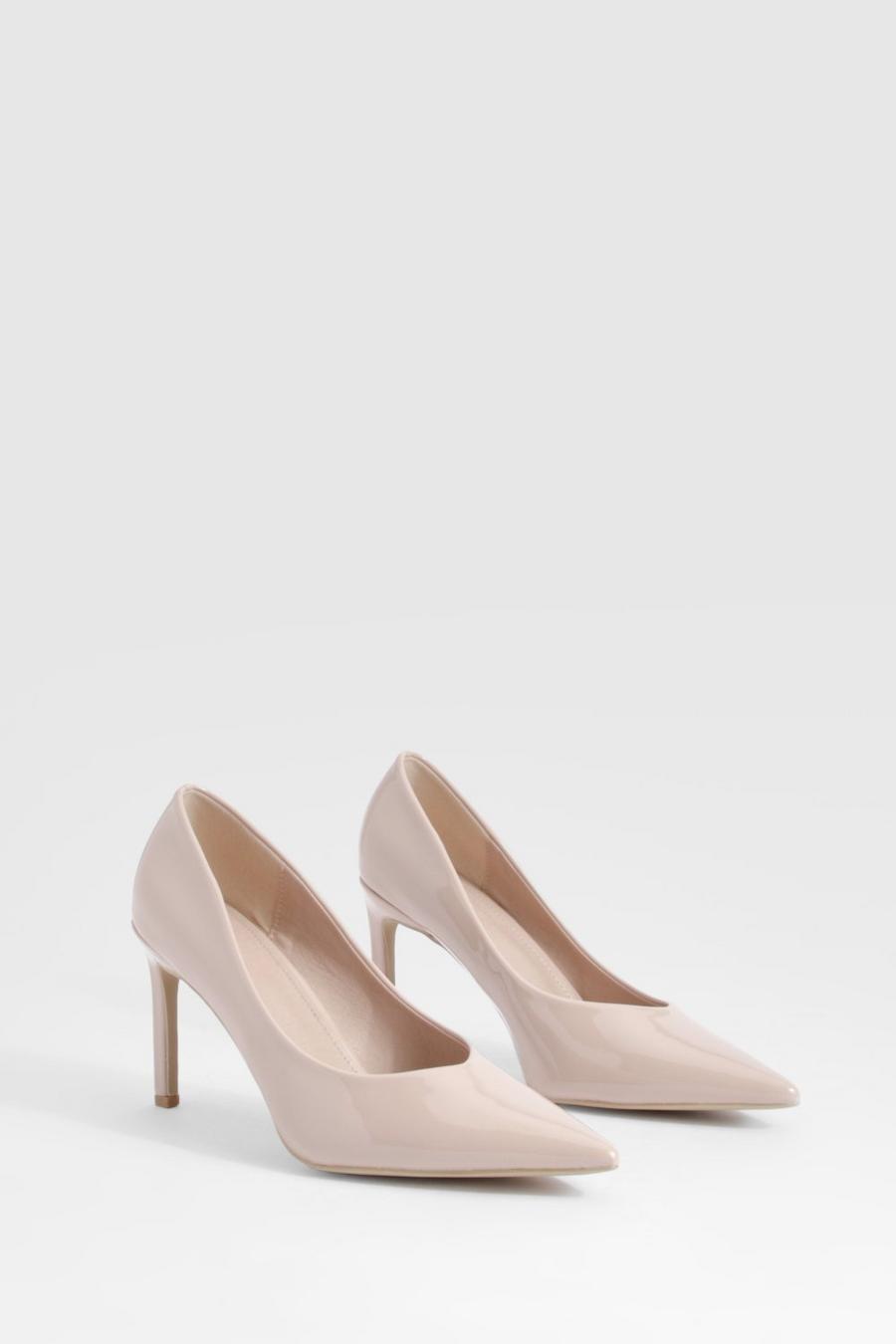 Nude Patent Pointed Court Shoes