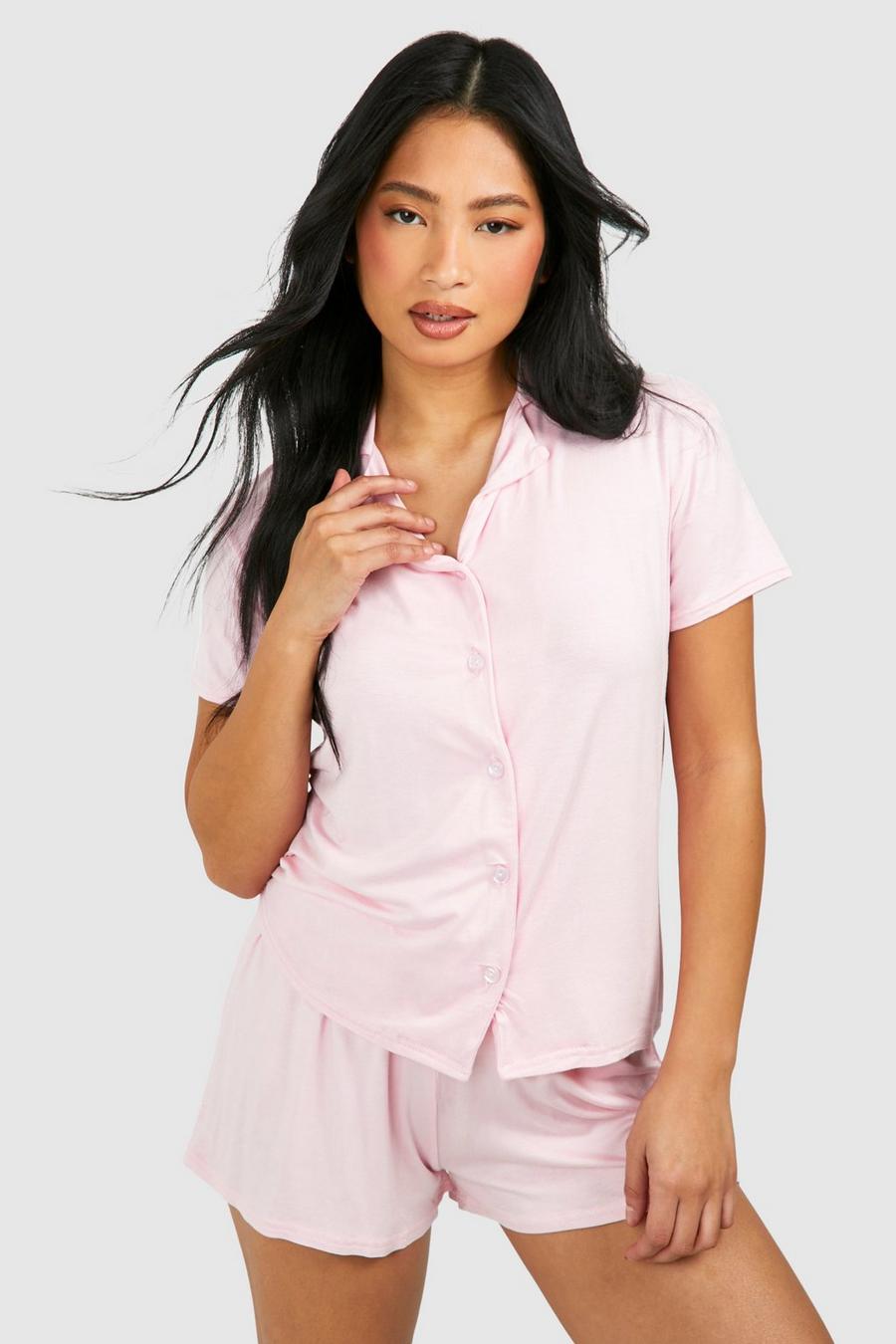 Baby pink Petite Short Sleeve Pajama Set