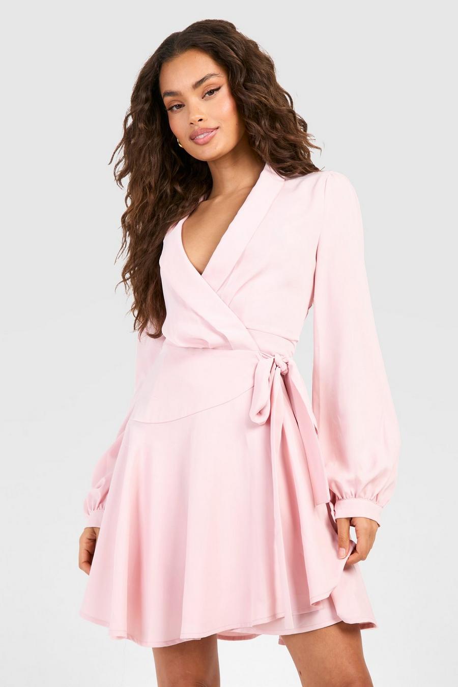 Robe portefeuille à volants, Pastel pink