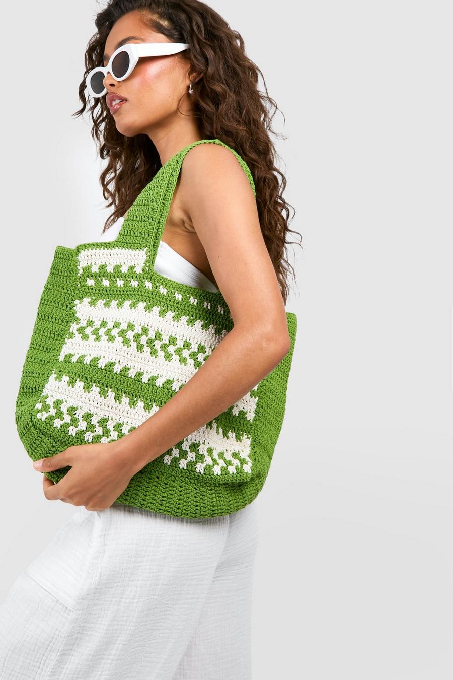 Green Crochet Beach Bag image number 1