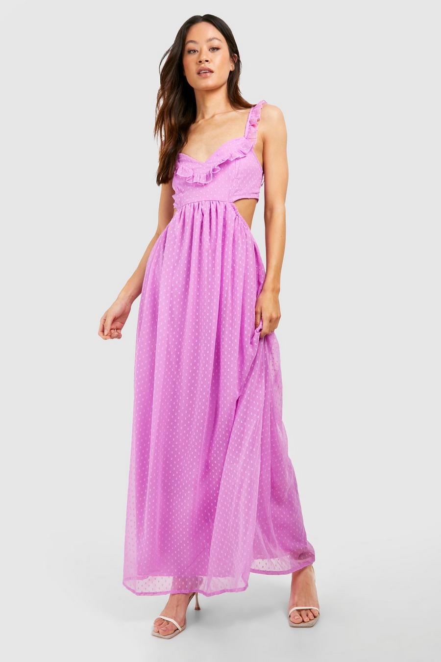Purple Tall Dobby Chiffon Cut Out Maxi Dress