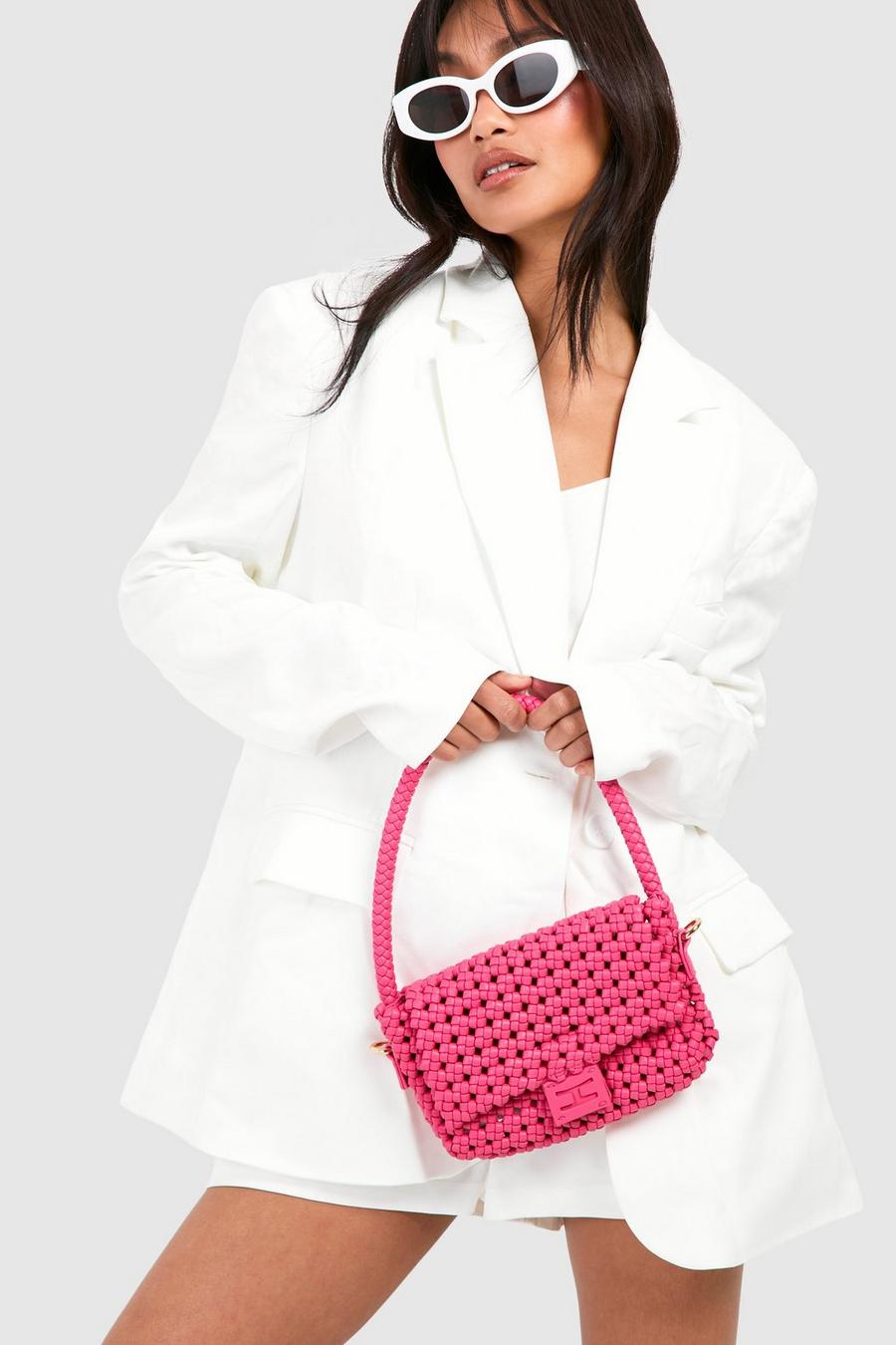 Pink Woven Shoulder Bag image number 1