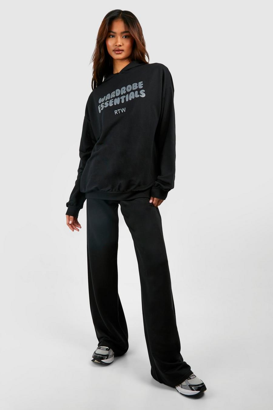 Tall Wardrobe Essential Hoodie & Jogginghose mit geradem Bein, Black