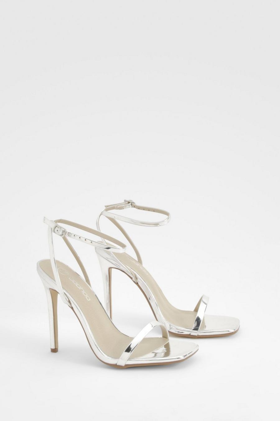 Silver Metallic Barely There Stiletto Heel image number 1