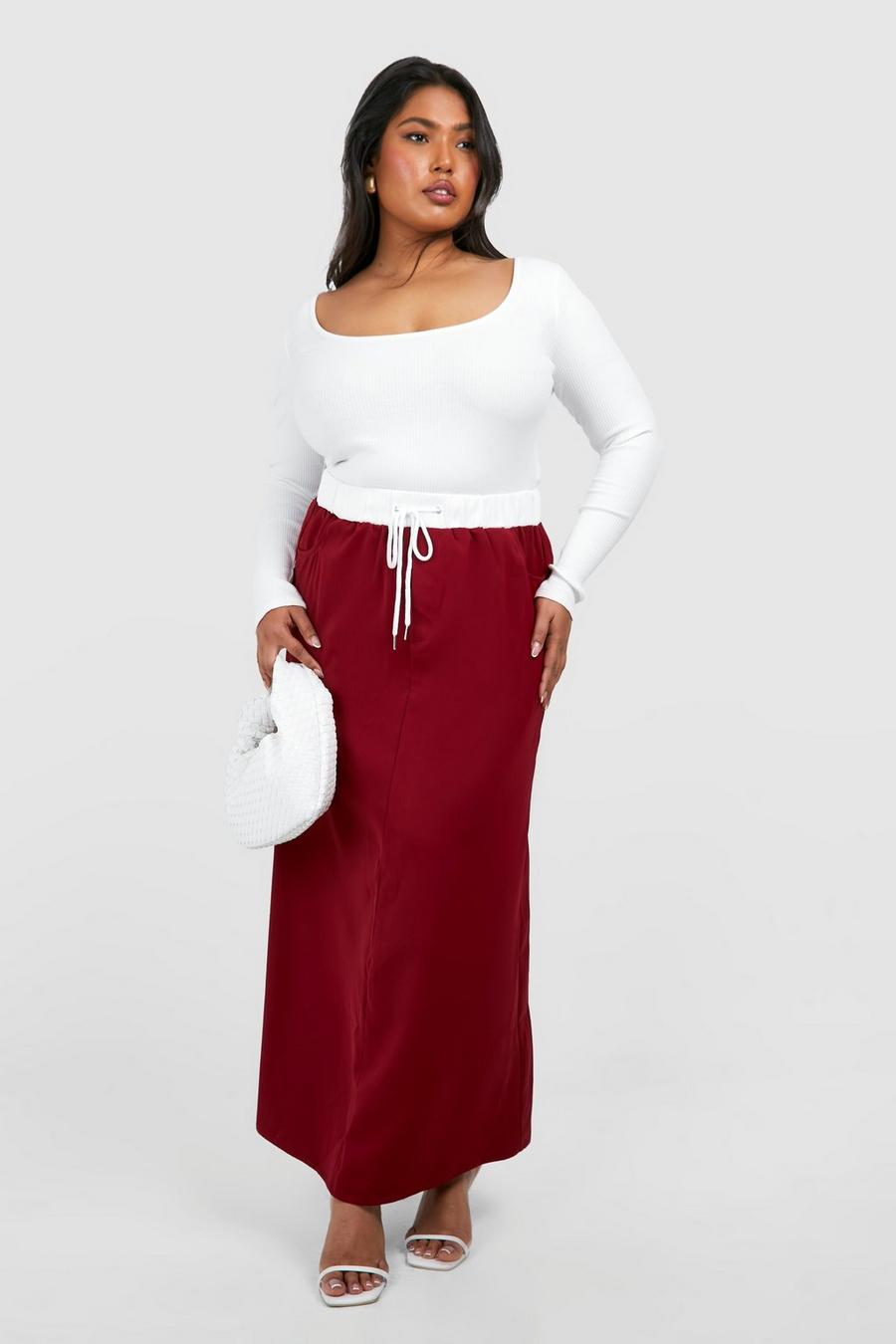 Cherry Plus Maxi Rok Met Tailleband Detail image number 1