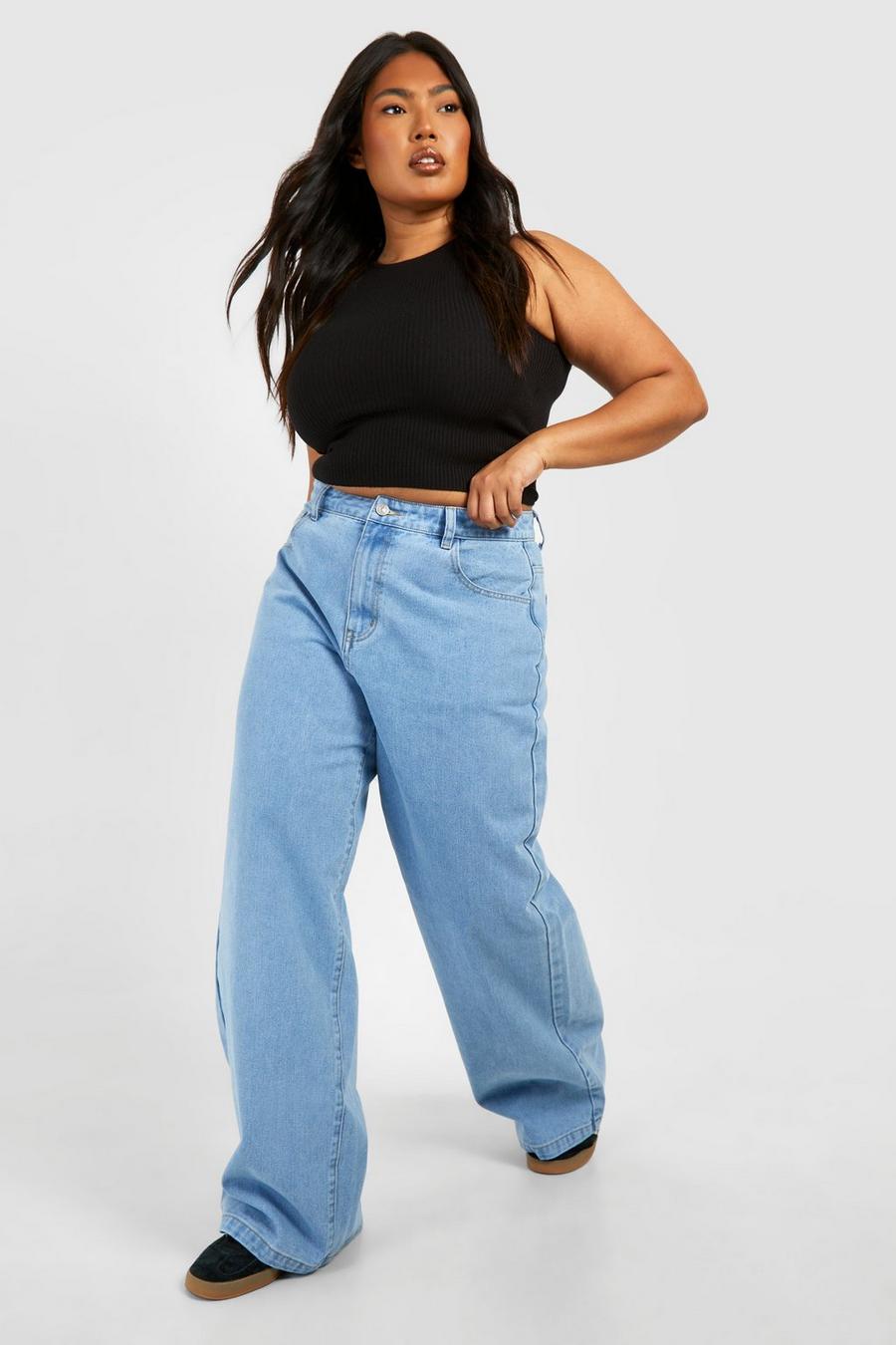Grande taille - Jean large taille haute, Light blue image number 1
