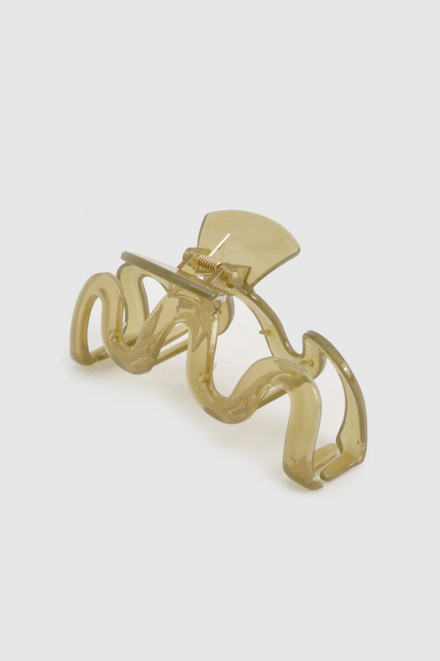 Olive Squiggle Claw Clip 