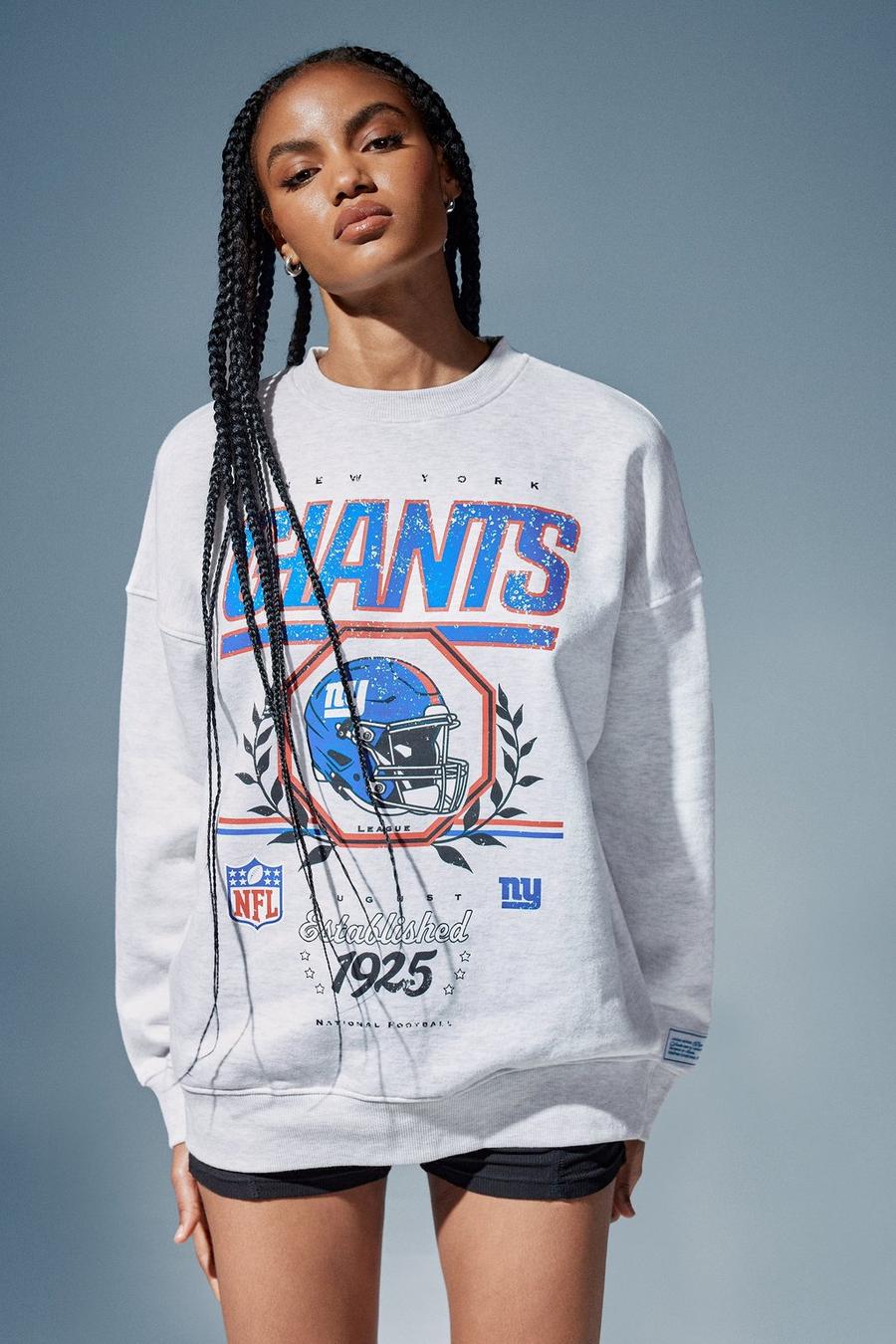 Grey marl Nfl New York Giants License Graphic Oversized Sweat image number 1