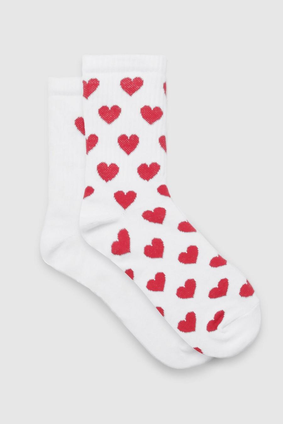 Pack de 2 pares de calcetines con estampado de corazones, White