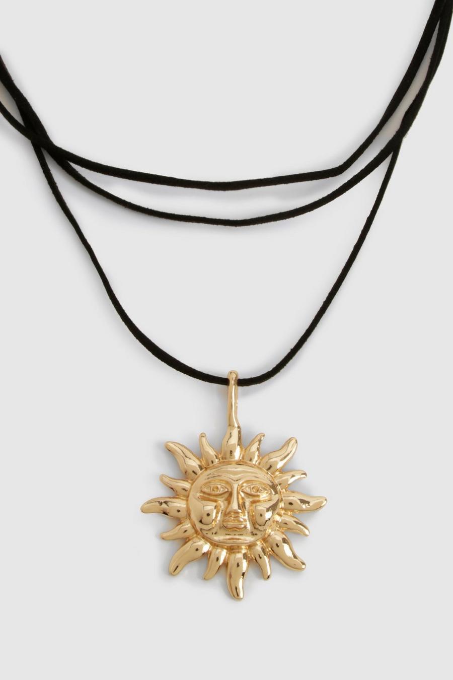 Black Sun & Moon Rope Necklace  image number 1